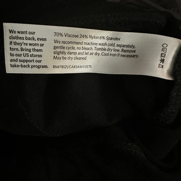 Eileen Fisher Black Viscose Lycra Knit Leggings Pants Size Medium - Picture 6 of 6